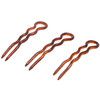 Parcelona French Slick Medium 3 Inch Tortoise Shell Wavy Crink U Shaped Chignon Bun Hair Pin 3 Pins ShellBrown