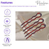 Parcelona French Slick Medium 3 Inch Tortoise Shell Wavy Crink U Shaped Chignon Bun Hair Pin 3 Pins ShellBrown