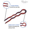 Parcelona French Slick Medium 3 Inch Tortoise Shell Wavy Crink U Shaped Chignon Bun Hair Pin 3 Pins ShellBrown