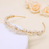 Oriamour Bridal Headband With Pearls Wedding Headpieces For Brides Crystal Party Hair Accessories For Women Gold