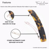 French Amie Oblong Handmade 35 Celluloid No Slip Hair Clip Barrette for Women Made in France Tokyo Shell