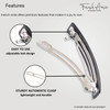 French Amie Oblong Handmade 35 Celluloid Hair Barrette Clip Women Hair Accessories Made in France Black Finish