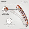 French Amie Oblong Handmade 35 Celluloid Automatic Hair Clip Barrette French Hair Clip for Girls Strong Hold Hair Clips