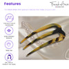 French Amie Tri Prongs 3 Medium Handmade Cellulose French Twist Stick Clip Pins 3Prong Hair Fork for Girls Spiral Updo C