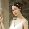 Oriamour Flower Design Rhinestone Crystal Wedding Headband Bridal Headpieces Simple Design Bridal Headband Gold