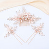 Oriamour Wedding Side Combs Handmade Bridal Hair Pins Set Rhinestone Bridal Comb Flower Clip Head Pieces for Women Set o