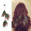 3PCS Handmade Peacock Feather Hippie Hair Extension Headdress Headband Bohemia Feather Hair Clips Comb Hairpin Headdress