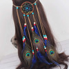 Fodattm Bohemian Peacock Feather Headband Fascinator Dreamcatcher Headdress Hippie Headwear Headpiece Handmade Tribal In