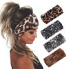 Yean Criss Cross Headbands Black Leopard Yoga Hair Bands Knot Wide Stretch Head Wraps for Women and Girls Pack of 4Leopa