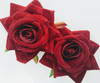 Small Dark Red Burgundy Rose Hair Flower Clips Pair