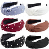 Deoot 6 PCS Pearl Headbands for Women with Fabric Knotted Headbands Fashion Wide hairband Headbands Non Slip Head Bands