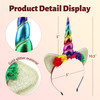 Lanmerry Unicorn Headband for Girls Unicorn Horn Hairbands Cosplay Birthday Party Cat Ear Head Bands Halloween Christmas