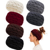 Whaline 6 Pieces Twist Knitted Headbands Winter Ear Warmers Crocheted Turban Head Wraps Elastic Hair Band Accessories Ha