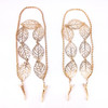 yueton 2pcs Fashion Ladies Hollow Out Leaves Gold Chain Alligator Clips Barrettes Bobby Pin Hair Clips Bride Headwear Ed