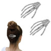 Hair Barrettes Halloween Hair Accessories for Women Girls Silver Skeleton Hand Hair Clips Punk Horror Bone Hair Clip Bar
