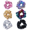 ACCGLORY Shiny Scrunchies Metallic Tone Hair Bands Elastic Hair Ties Set Glitter Ponytail Holder Soft Scrunchy for Women