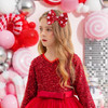 Lanmerry Valentines Day 5 Inch Glitter Hair Bows Clips Large Sequins Bow Hair Clips Red Pink Love Heart Hair Barrettes H