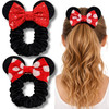 Styla Hair 2pk Mouse Ear Scrunchies for Kids Velvet Hair Bow Scrunchies for Women Sparkle Sequins Mouse Hair Bands for P