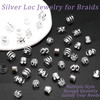 VENOFEN 40PCS Hair Jewelry for Braids Silver Hair Cuffs Rings Multi Shape Loc Dreadlock Beads Adjustable Braid Accessori