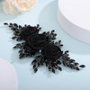 Teyglen Flower Bride Wedding Headband Black Flower Headband Floral Black Crystal Hair Piece for Party Prom Festival Head