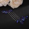Teyglen 3pcs Crystal Bride Wedding Hair Pins Bridal Rhinestone Hair Pins Set Handmade Blue Black Red Crystal Hair Pieces