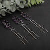 Teyglen 3pcs Crystal Bridal Hair Pins Rhinestone Hair Pieces Bride Wedding Hair Accessories Vintage Blue Red Purple Rhin