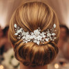 CASDRE Flower Bride Wedding Hair Vine Pearl Bridal Headpiece Leaf Hair Accessories Hair Piece for Women and Girls A Silv