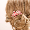 Missgrace Boho Simple Luxury Glitter Sparkly Flower Pink Crystal Rhinestones Hair Side Combs Hairpins Barrettes Bride Ha