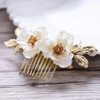 Yean Bride Flower Bridal Hair Comb Gold Leaf Wedding Hair Piece Floral Hair Accessories for Women and Girls Gold