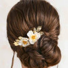 Yean Bride Flower Bridal Hair Comb Gold Leaf Wedding Hair Piece Floral Hair Accessories for Women and Girls Gold