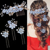 4 Pieces Bridal Flower Wedding Hair Comb Rhinestones Crystal Floral Hair Pins Hair Clips Wedding Hair Accessories Hair J