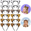 WILLBOND 12 Pieces Cheetah Ears Headband for Women Leopard Cat Ears Headband Holiday Party SuppliesAssorted Animal Serie