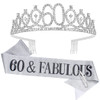 Vovii 60th Birthday Sash and Tiara Silver Tiara 60th Birthday Gifts for Women 60th Birthday Decorations for Women Happy