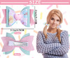 Whaline 4Pcs Valentines Day Hair Bow Clips Colorful Candy Heart Hairgrips Glitter Leather Hair Barrettes Sparkly Alligat