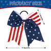 AnyDesign 6 Pack 4th of July Large Cheer Bows Patriotic Stars Stripes Satin Cheerleader Hair Bows with Elastic Ponytail