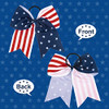 AnyDesign 6 Pack 4th of July Large Cheer Bows Patriotic Stars Stripes Satin Cheerleader Hair Bows with Elastic Ponytail