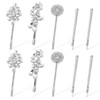 10 Pieces Rhinestone Hair Clips Crystal Bobby Hair Pins Decorative Rhinestone Hair Barrettes for Wedding Leaf Feather Su