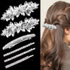 6 Pieces Crystal Bridal Hair Clips Rhinestone Leaf Barrette Shiny Wedding Hair Pins Bobby Pins Elegant Jewelry Barrette