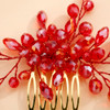 Teyglen Crystal Wedding Hair Comb Bridal Red Rhinestone Headpieces Wedding Hair Accessories for Bride Handmade Black Blu