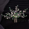 Teyglen Bridal Green Crystal Hair Comb Rhinestone Bride Wedding Hair Comb Sparkly Hair Piece Hair Accessories for Bride