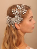 BERYUAN Women Large Hair Comb Silver Bridal Rhinestone Crystal Flower Wedding Hair Accessory Pearl Party Headpiece for B