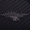 Teyglen Bridal Wedding Purple Dainty Hair Combs Purple Rhinestones Crystal Side Hair Comb Flower Crystal Bride Hair Acce