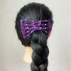 Lovef Crystal Bow Elastic Double Combs with Plastic Flowers Hair Clips Hair HolderEasy Comb Purple