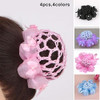 AsggBah 4pcs Solid Colors Hair Snoods with Flowers Deco Hair Net Bun Colors for Girls Hair Accessories for Dancers Skati