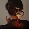 Chinese Hair Accessories Hair Stick Lantern Light Tassel Hairpins Coiled Hair Vintage Hair Bun Hair Pin for Women Red 1p