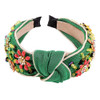QTMY Rhinestone Crystal Wide Headbands Knot Turban Fashion Vintage Hairband Elastic Hair Hoops Hair Accessories for Wome