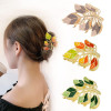 2pcs Flower Leaf Green Metal Hair Claw Clips Large Hair Claw Nonslip Hair Barrettes NonSlip No Broken Strong Hold Hair C