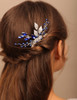 YERTTER Wedding Bridal Hair Comb decorative Rhinestone Bride Crystal Leaf Beads Comb Crystal Silver Handmade Updo Comb C
