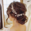 Chargances Wedding Crystal and Pearl Hair Vine Extra long Bridal Hair Vine Headpiece Hairpiece Bohemia Headband Gold Hai