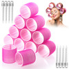 Jumbo Hair Curlers Rollers 12Pcs 60mm Jumbo Hair Roller Curlers Self Grip Holding Rollers with 12Pcs Hair Clips for Long
